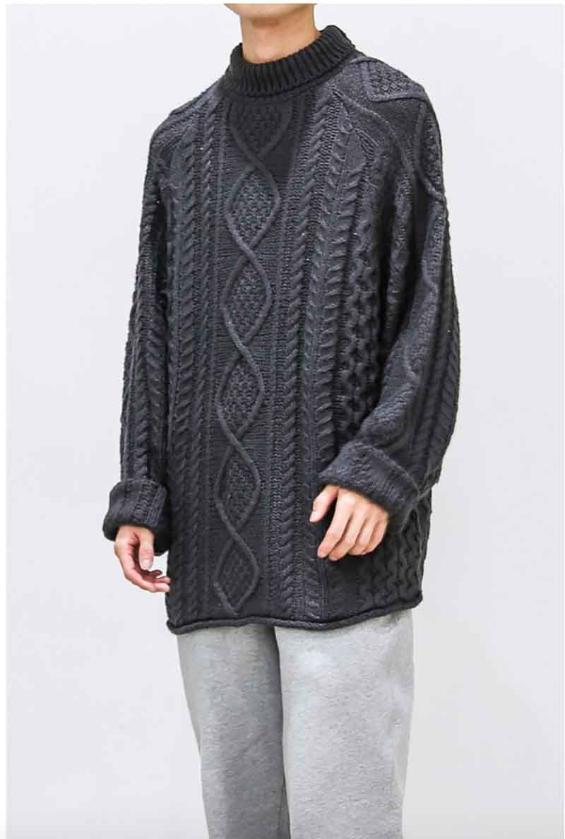 送料無料 トップス FEAR OF GOD FOG ESSENTIALS フィアオブゴッド エッセンシャルズ CABLE KNIT TURTLENECK / アイアン 返品交換不可