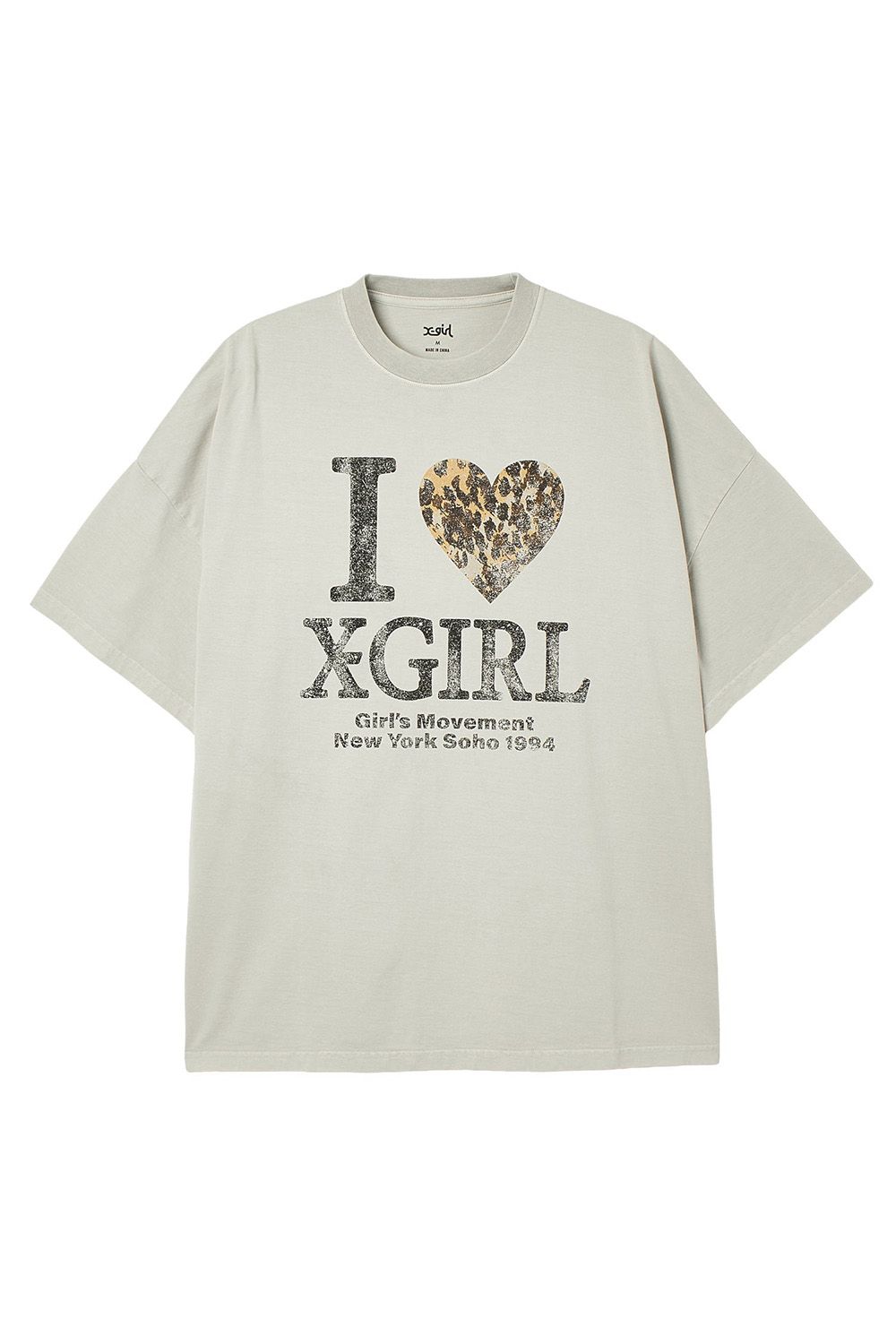 貨物輸送無料トップス X-girl エックス御姉さんFADED I LOVE X-GIRL S/S BIG TEE DRESS / 点火装置薄墨色 返品取り替えっこ不可