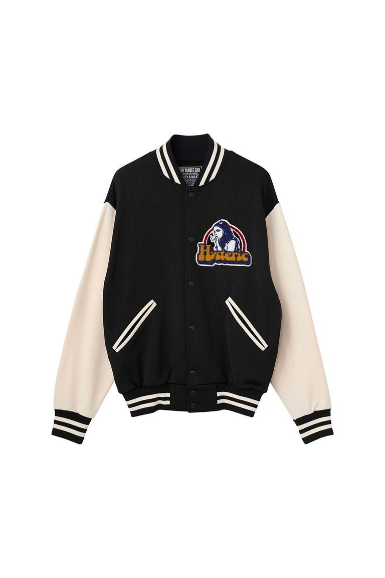 送料無料 トップス HYSTERIC GLAMOUR ヒステリックグラマー SMOKING GIRLワッペン スタジャン / ブラック