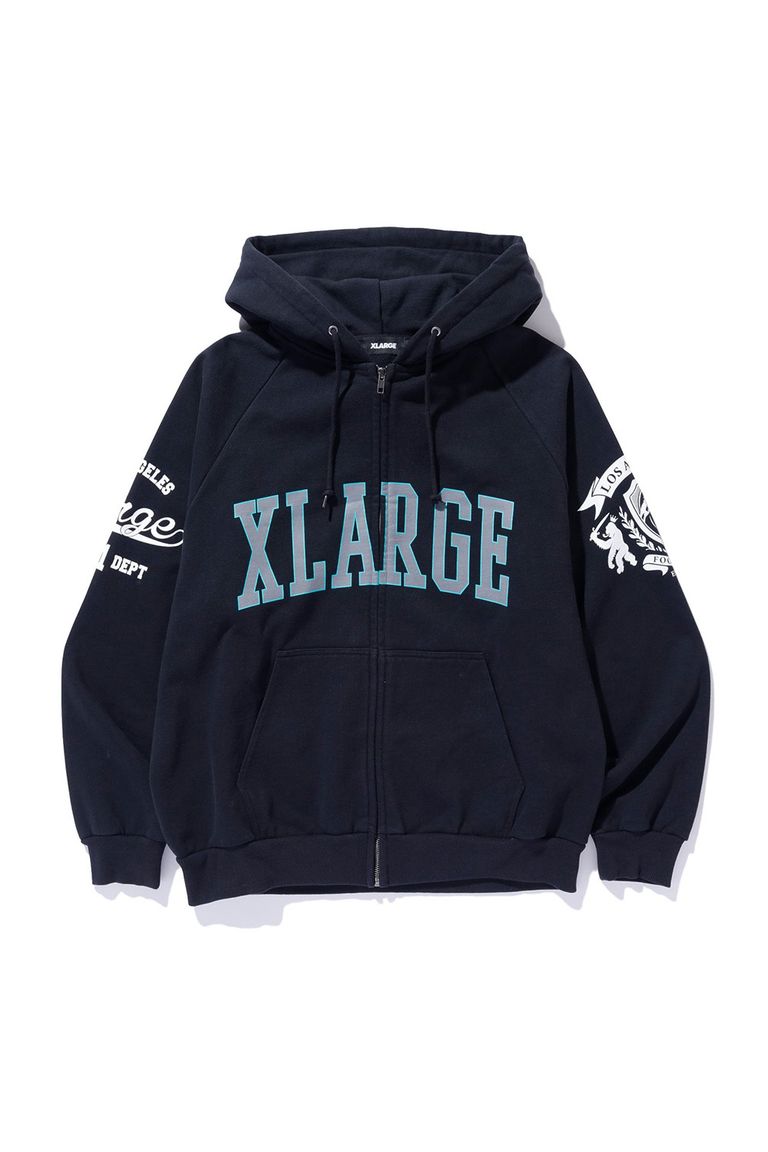 トップス XLARGE エクストララージ RAGLAN ZIP UP HOODED SWEATSHIRT / 黒いこと