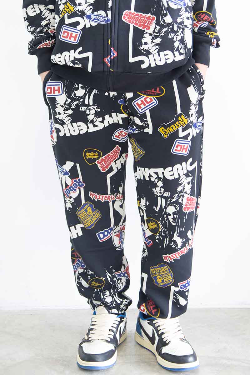 大売り出し商いもの30%OFF 貨物輸送無料 ボトムス HYSTERIC GLAMOUR ヒステリックグラマー 4GIRLS柄 スウェットパンツ / 黒いこと
