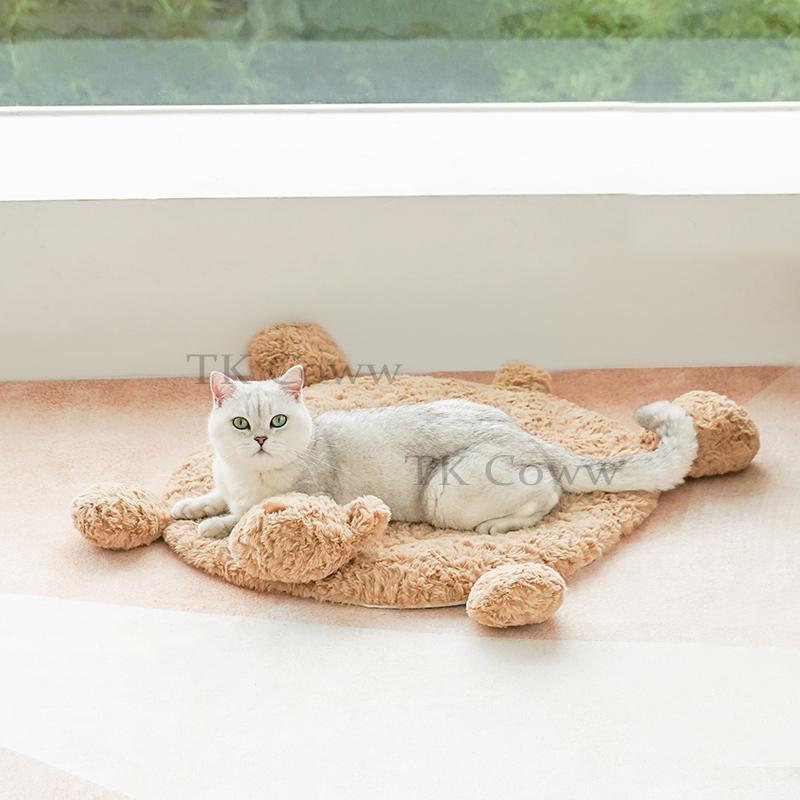猫ベッド　くまの形　ペットベッド　キャットベッドブランケット 冬用保温　ふわふわ　 洗えるキャットマット　ペット用品　送料無料