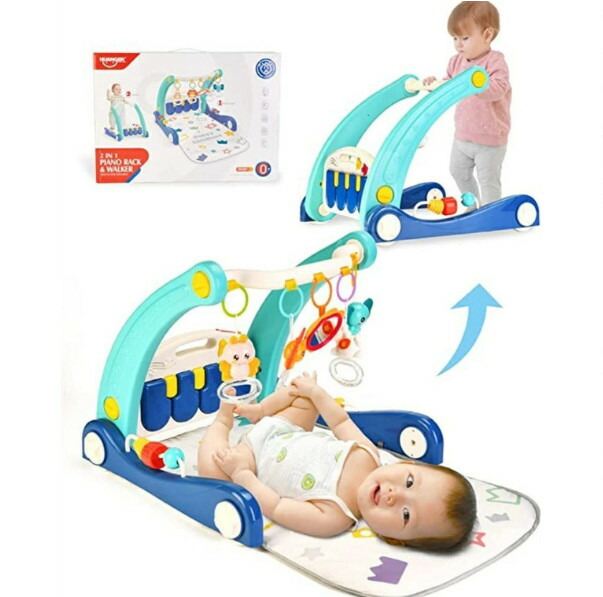 ベビージム プレイジム＆ウォーカー 押し車 室内遊具 折りたたみ コンパクト 収納便利 知育おもちゃ付き 赤ちゃん ベビー おもちゃ 0歳 お昼寝 玩具 出産祝い プレゼント