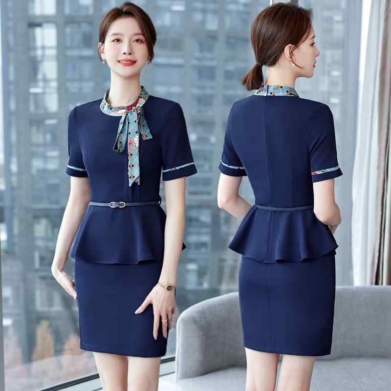 スーツ ホテル フロント 制服 エステ 受付 レディース スーツ フェミニン 夏 ジャケット ビジネスウェア 薄手 スカート 女性 通勤 エレガント｜tenShop