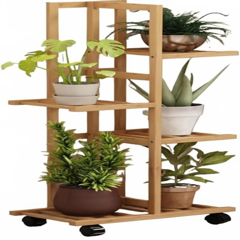 キャスター付き 移動簡単 多肉植物最適 室内装飾 リビング・バルコニー対応 組み立て簡単 フラワースタンド ガーデニング用品 (4層 )｜tenShop