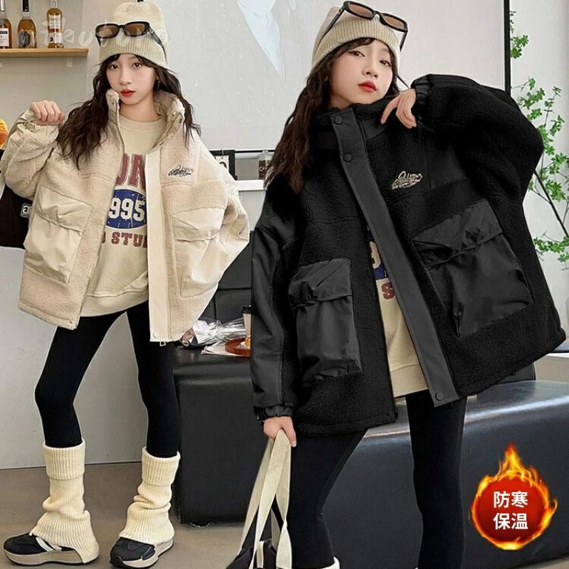 ムートンジャケット キッズ 子供服 女の子 アウター 中綿コート ジャケット 綿入れ 厚手 ダウン風コート キッズコー