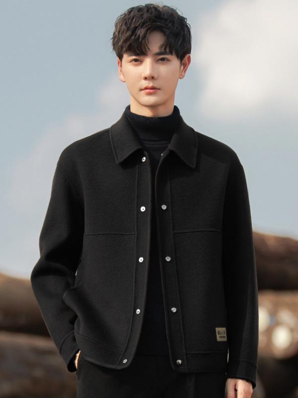 メンズ ファッション 春夏 秋冬 かっこいい オシャレ モテ 男性用 紳士服 服 韓国 シンプル 大人 ウール コート 両面 ウール オーバー コート ショート ウール ジャケット ファッション