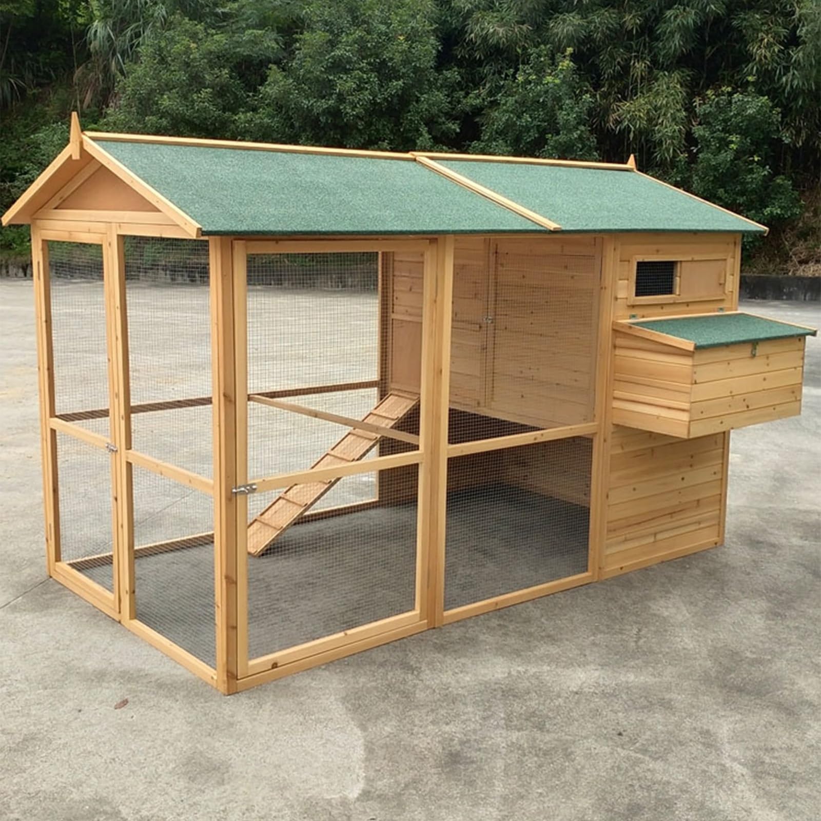 木製家兎掘っ立て小屋、投げること腹積もり付き添い人室外家兎伏せ籠、家兎、実験材料、木綿付け鳥用の雨合羽アスファルト大屋根の養鶏伏せ籠