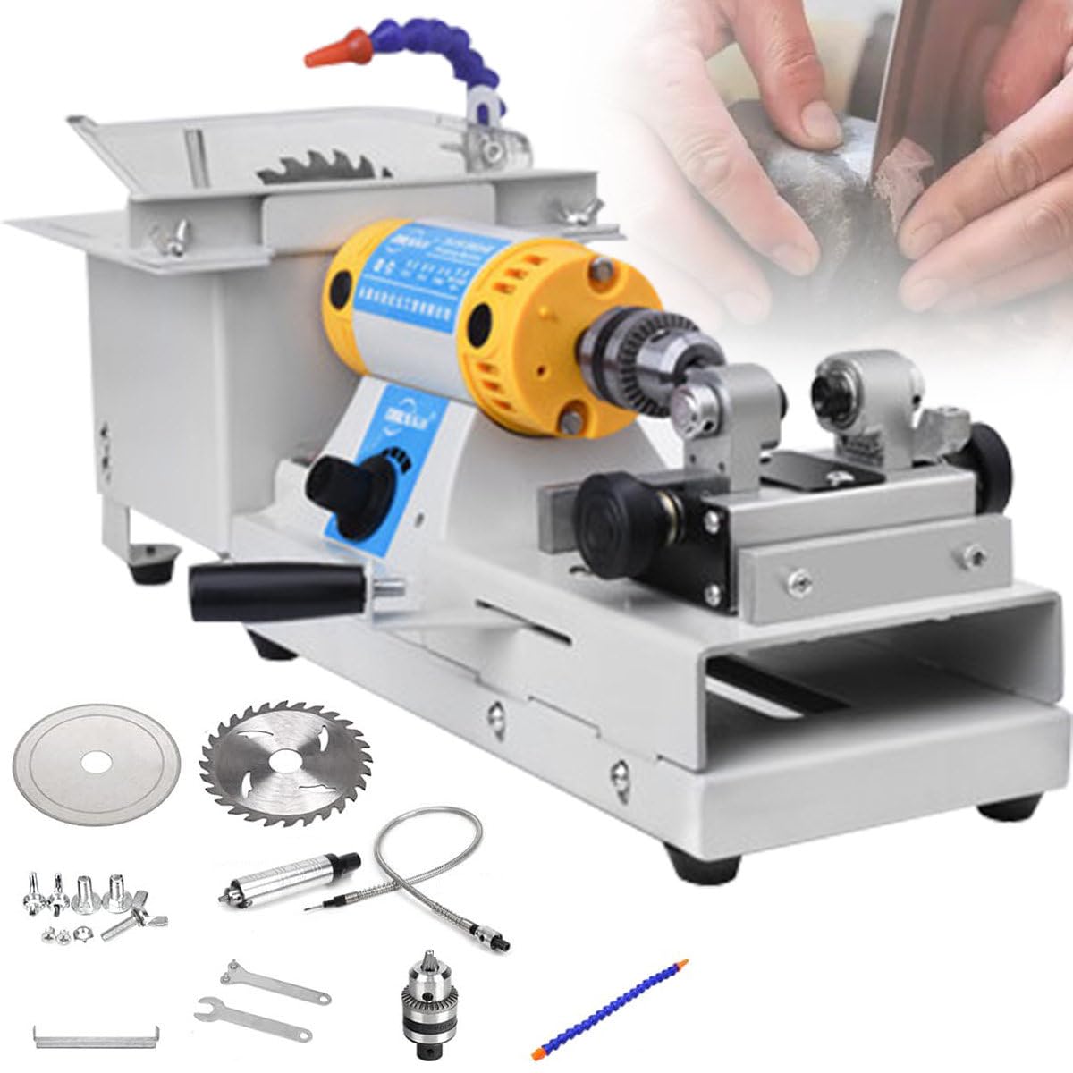ミニテーブルソー 750W DIY 宝飾品貴石備品、宝飾品仕立て上げる、穴あけ、芸術用の小型多目的デスクトップバッファー発掘作業および