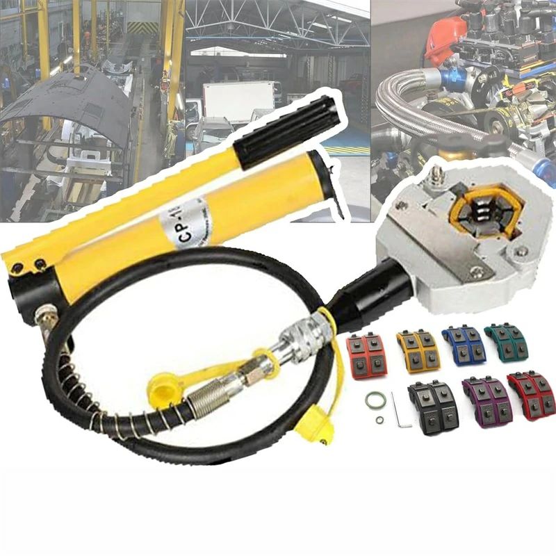 油圧導管圧着物の具、ハンドヘルドA/C導管圧着一揃いの道具、7つのダイを備えた冷房装置取りつくろう物の具、能率的な電話線スウェージング用