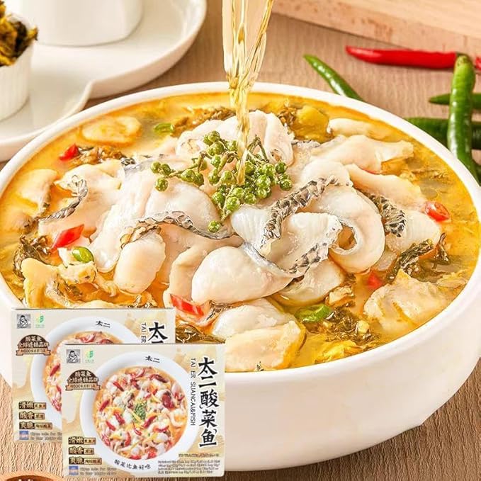 【送料無料】太二 酸菜魚 2.448kg(3袋入り)老?酸菜? 中華鍋セット 魚料理 火鍋 中国人気外食チェーンの味を再現・黒魚切り身・酸辣スープ・家族向け中華鍋セット・本格四川風味