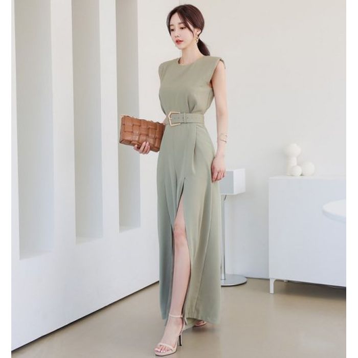 市場 スリット 上品 袖なし パンツドレス 韓国 セクシー ノースリーブ グリーン ベルト付き エレガント かっこいい 肌見せ 市場 スリット 上品 袖なし パンツドレス 韓国 セクシー ノースリーブ グリーン ベルト付き エレガント かっこいい 肌見せ