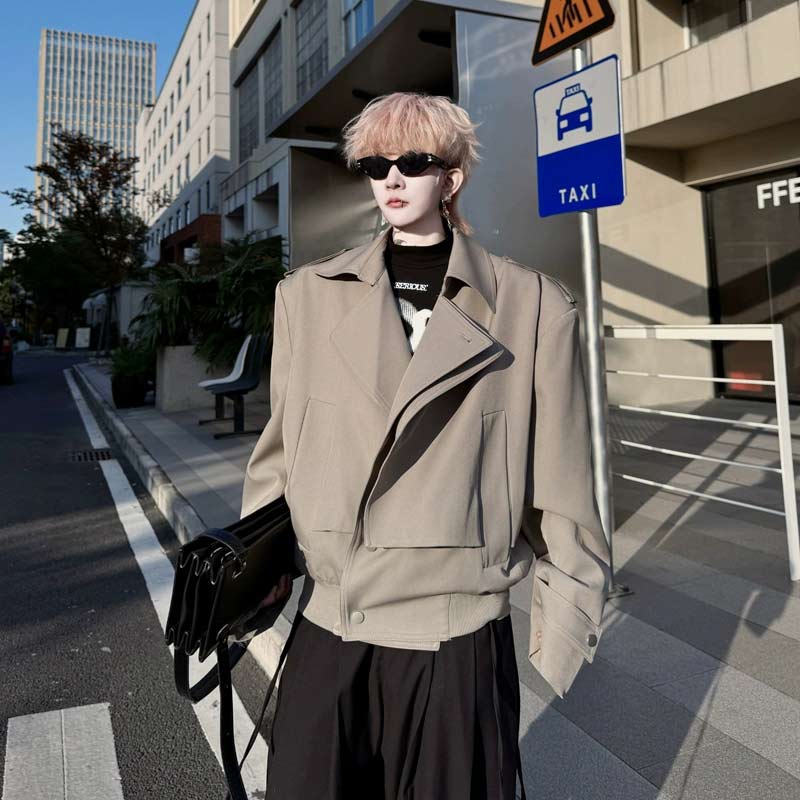 ジャケットメンズ シングル 秋 春 ゆったり 体型カバー 無地 通勤 通学 アウター かっこいい カジュアルジャケット 韓国風 モード系 着痩せ コート 長袖 ブラック ブラウン 秋服 カジュアル 20代 30代 40代 シンプル メンズファッション 送料無料 M L LL 3L