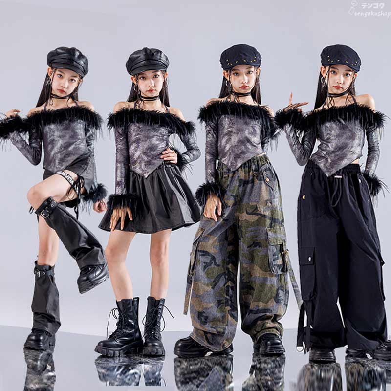 ダンスウェア 長袖 シンプル セットアップ 黒 キッズダンス衣装 練習服 ステージ衣装 発表会 ジャズダンス キッズ 女の子 K-POP オシャレ ヒップホップ ダンス衣装 イベント ブラック 上下セット HIPHOP y2k 子供服 k-pop衣装 キッズダンス 110 120 130 140 150