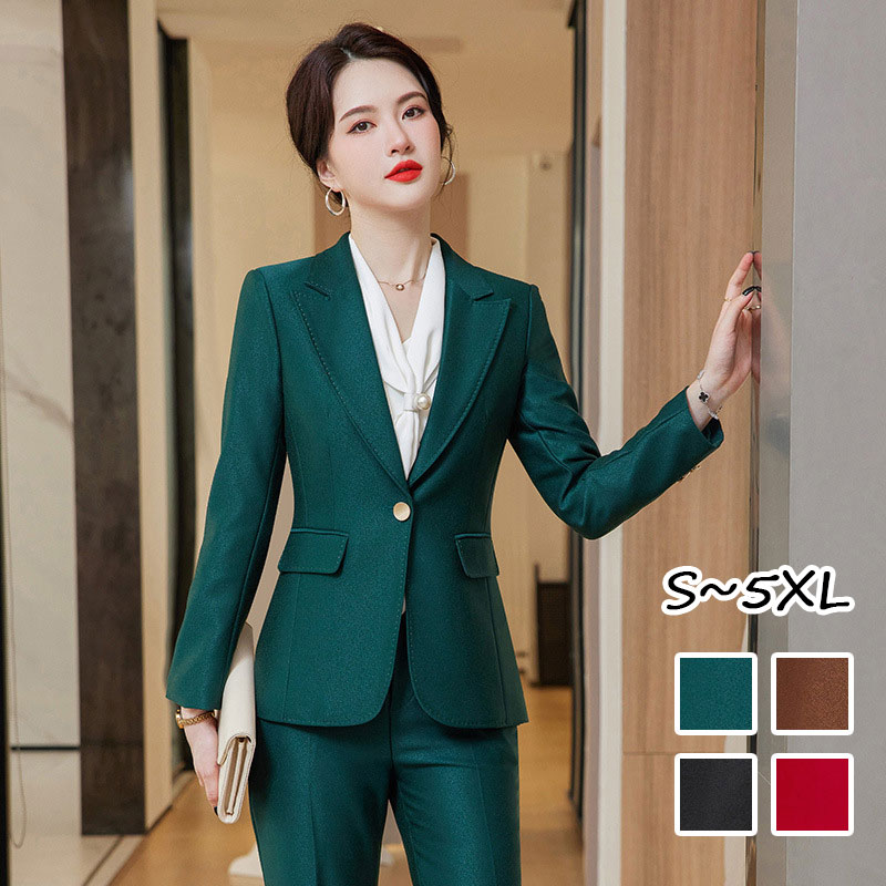 楽天市場】全4色 パンツスーツ レディース レッド グリーン ブラック