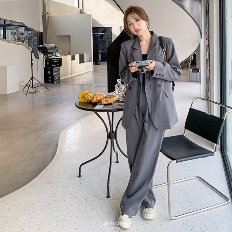 楽天市場】パンツスーツ レディース セレモニースーツ グレー ママ