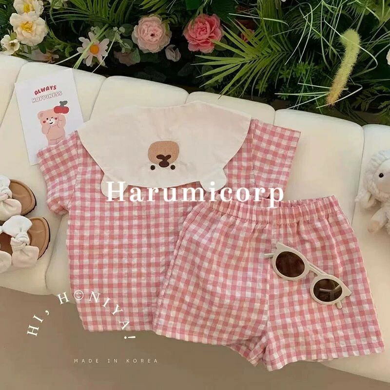 ベビー服 女の子 上下セット キッズ 子供服 トップス チェック柄 ショートパンツ 新生児 おしゃれ 可愛い ルームウェア セットアップ 部屋着 セパレート 韓国こども服 春 夏 赤ちゃん お出かけ 誕生日 出産お祝い プレゼント 入園 保育園 幼稚園 100cm