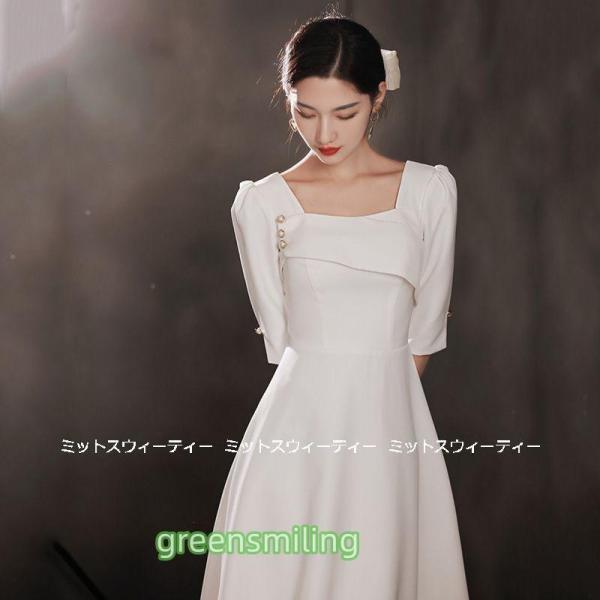 ウェディングドレス 花嫁 二次会 ウエディングドレス 結婚式 前撮り 披露宴 レストランウェディング ハネムーンフォト サテン リゾートウェディング シンプル