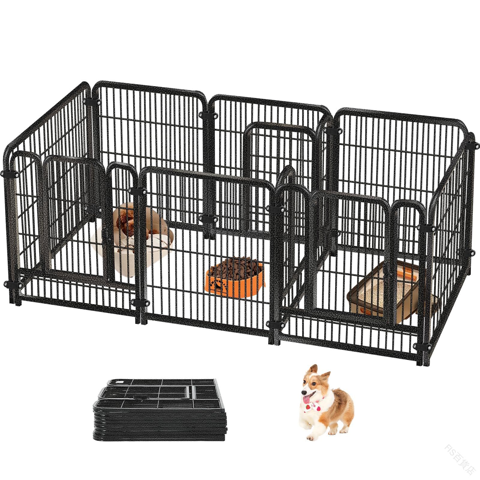 ペットサークル ペットフェンス 犬 サークルケージ ドア付き 3つのドア 209x70x80CM 折りたたみ可能 組立簡単 レイアウト自由 犬用 ペット用 室内 室外 多機能 安全 快適 大型 中型 小型 ペ｜天神橋セレクト 8,044円