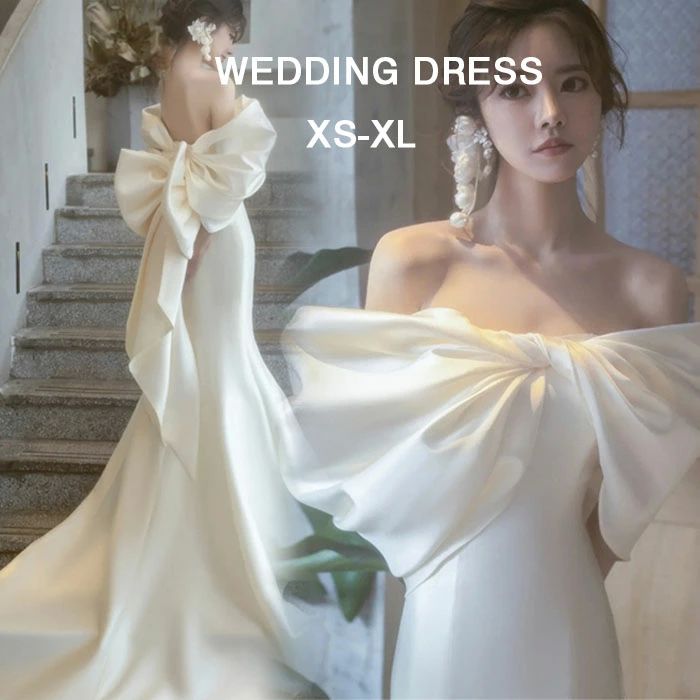 新作 ウエディングドレス レディース オフショルダー ワンピース マーメイドライン 結婚式 花嫁 二次会 レース リボン ドレス 少女 女性 腰縛り かわいい メッシュ フォーマル パーティー ロングワンピース 大人 演奏会 発表会 大きいサイズ XS-XL