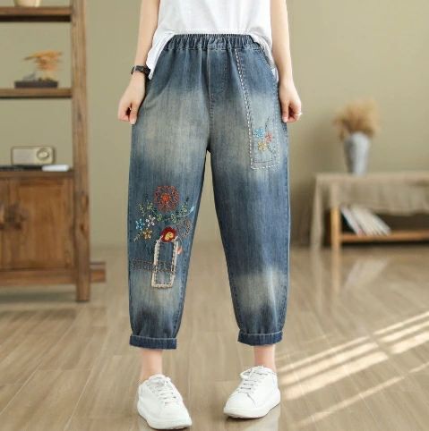 ワイドパンツ レディース アンクル丈 大きいサイズ デニム サルエル サルエルパンツ パンツ カジュアル ジーンズ デニムパンツ