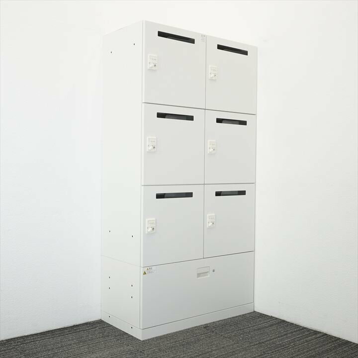 イトーキ サフィ ダイヤル式6人用パーソナルロッカー + エス 下段ラテラル書庫 H1760 ホワイト 中古|オフィス家具の天下一 店