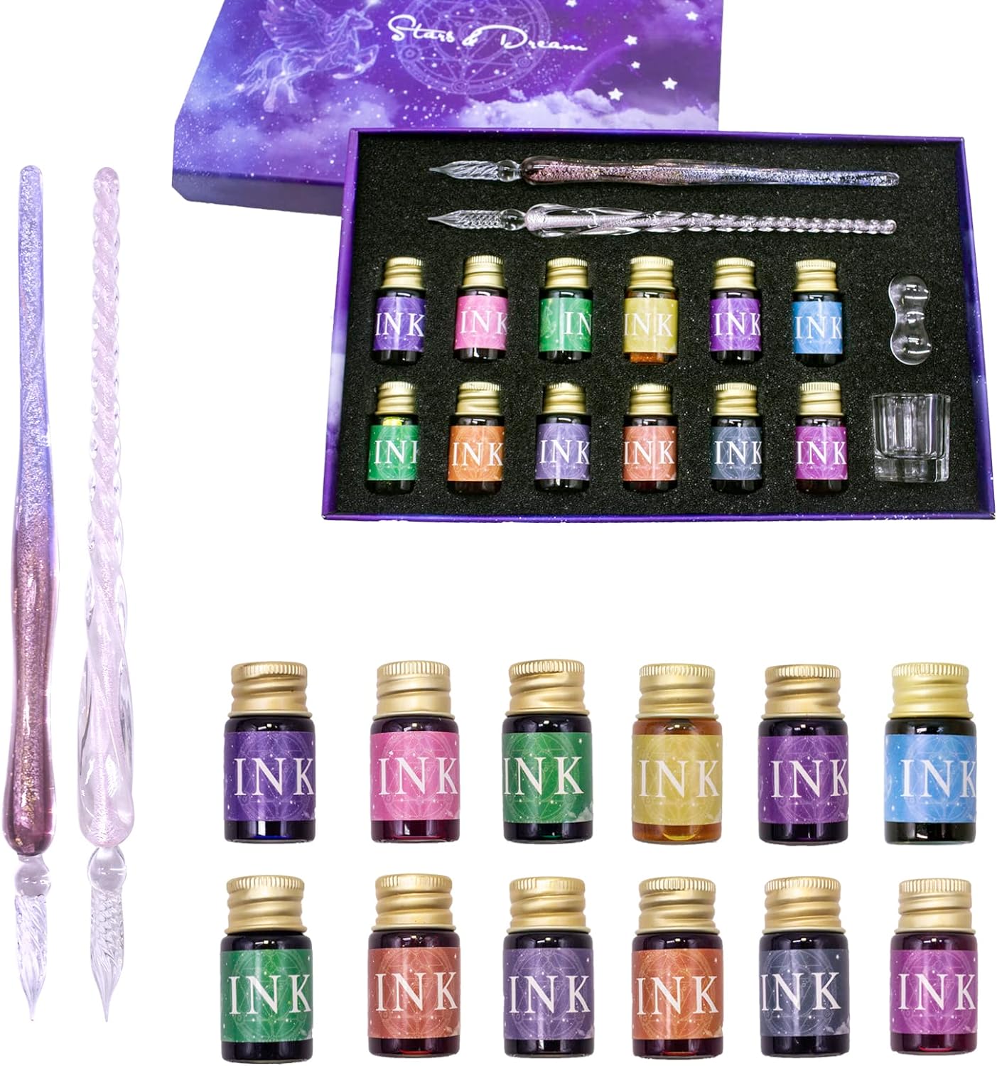 楽天市場】ガラスペン セット インク12色 ペン2本 グラデーション