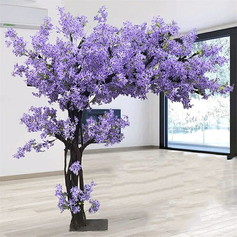 豪華な人工的な桜の木、日本の桜の紫色のLifelikeの人工的な桜の花屋内屋外の結婚式の人工的なつるの花 (サイズ : 2.3x2m)