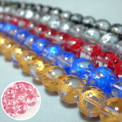 【ポイント20倍】 彫刻青龍水晶 一連 大集合♪(φ8-20mm） 連売り 素材 パーツ 丸玉 天然石 パワーストーン material