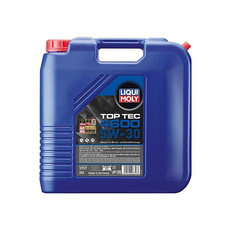 3757 LIQUIMOLY（リキモリ） トップテック4600 C2/C3 SN 5W30 20L エンジンオイル TOPTEC4600 ガソリン・ディーゼル兼用
