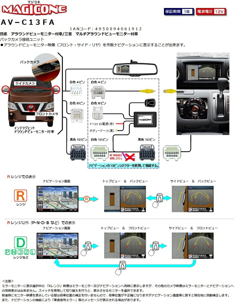 公式アプリ マジコネ バックカメラ接続ユニット トヨタ パノラミック