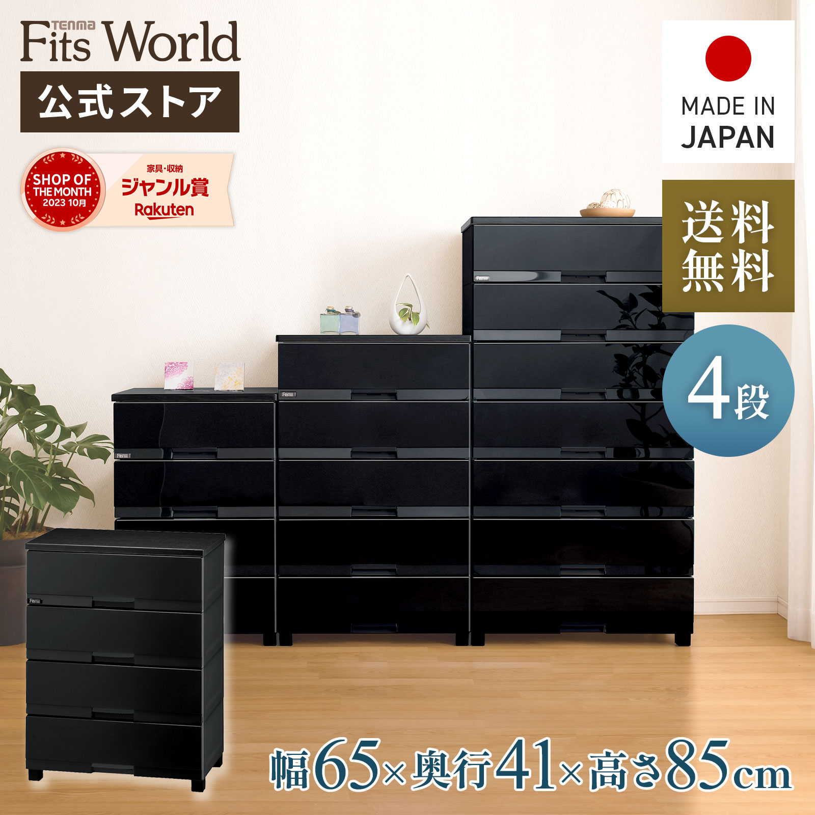 Fits フィッツプラスプレミアム 幅55cm 4段［FP5504 テンマ