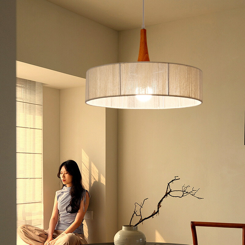 【5年保証】ペンダントライト ダイニング 北欧 布 木 木綿 紐 アイアン 花 モダン シンプル レトロ デザイン 天井照明 フランス風 リビング トイレ 寝室 洗面所 居間用 キッチン 食卓用 可愛い 階段 和風 自然 乙女心 雰囲気作り【5年保証】