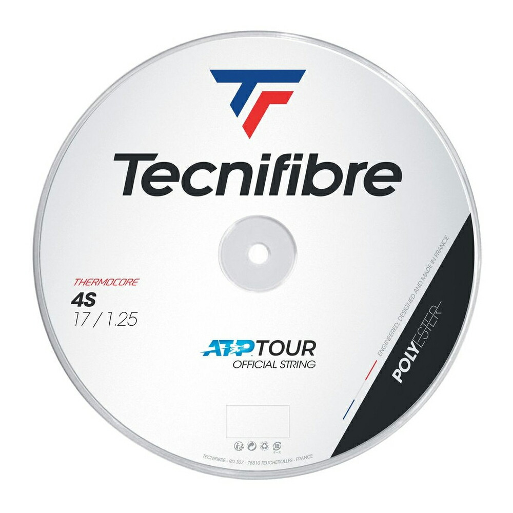 テクニファイバー 4S 200M渦巻き (120/125/130) 硬式庭球 ポリエステル ガット(TECNIFIBRE BLACK CODE4S 200M Reel)