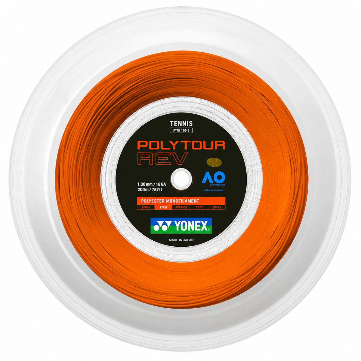 ヨネックス ポリツアー レブ （1.20/1.25/1.30mm）ブライトオレンジ 200Mロール YONEX POLY TOUR REV（1.20/1.25/1.30mm）200M ROLL STRING PTR120-2 PTR125-2 PTR130-2