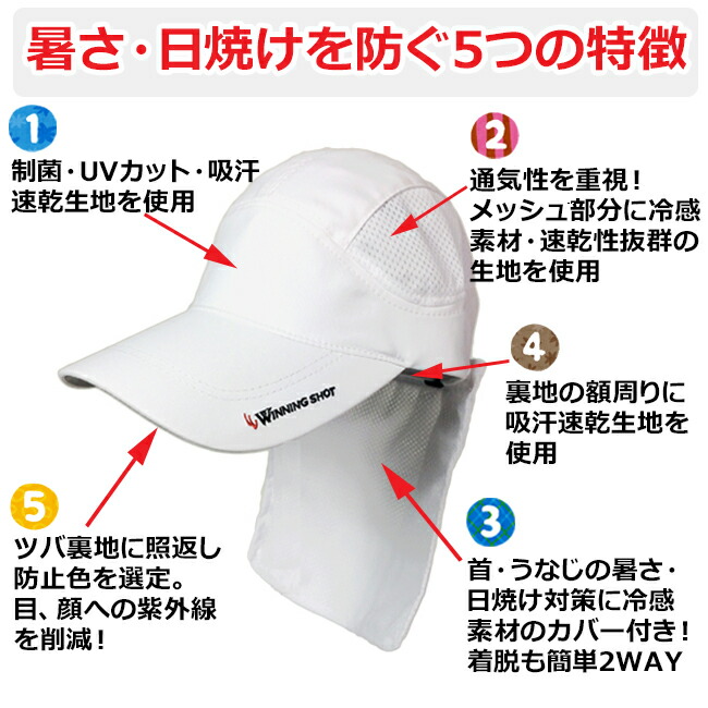 楽天市場 ウィニングショット Winningshot テニスキャップ 19 ホワイト ネックカバー付き Winc 0011 タレ付き テニス キャップ レディース 対策 Uv 防止 Uvカット 帽子 首 メンズ 顔 白 吸汗速乾 グッズ ランニング テニス帽子 テニス用品 紫外線 テニスグッズ 日よ