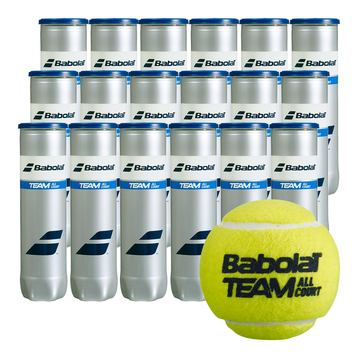 バボラ BabolaT 庭球どんぶり鉢 TEAM ALL COURT（野球クラブ オール厚地の外套） 4球入 1箱（18缶/72球） 502081