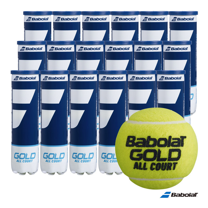 バボラ BabolaT 庭球どんぶり鉢 GOLD ALL COURT（ゴールド オール厚地の外套） 4球入 1箱（18缶/72球） 502085