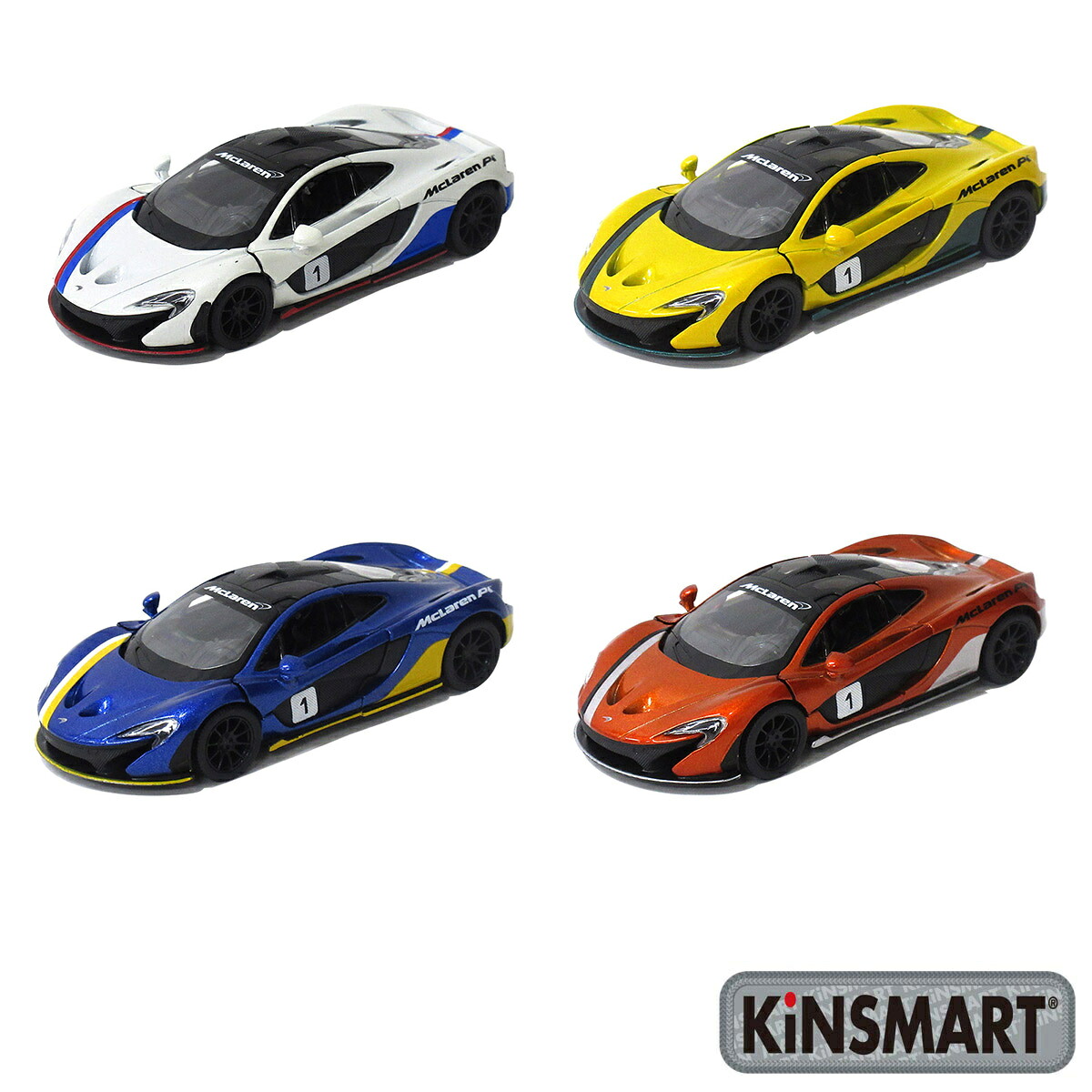 【1位】 KiNSMART キンスマート プルバックミニカー 1/36 マクラーレン P1 4色セット 誕生日 クリスマス プレゼント ギフト ラッピング可 201-711