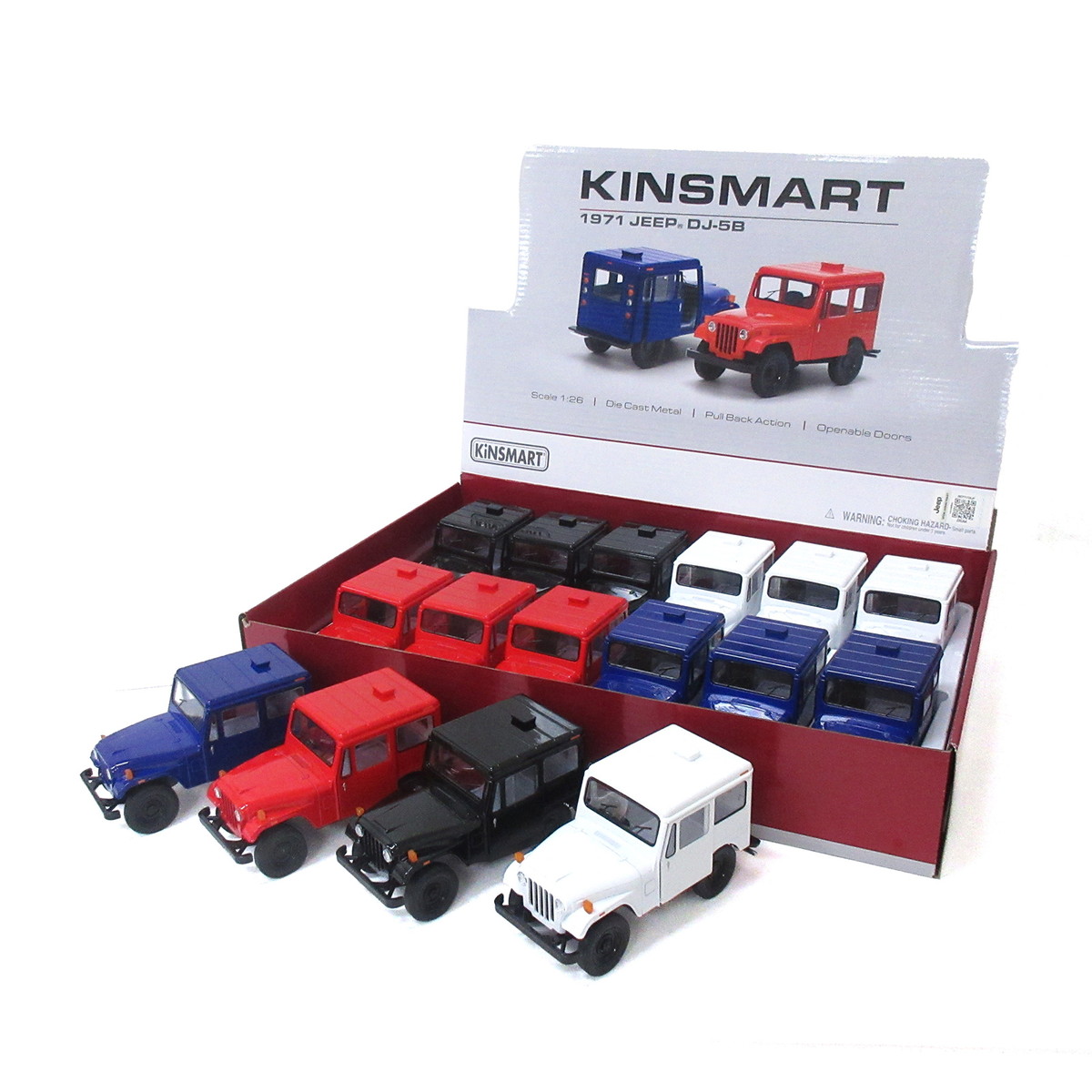 KiNSMART キンスマート プルバックミニカー 1/26 1971 ジープ DJ-5B 4色アソート 12個入りBOX 201-714