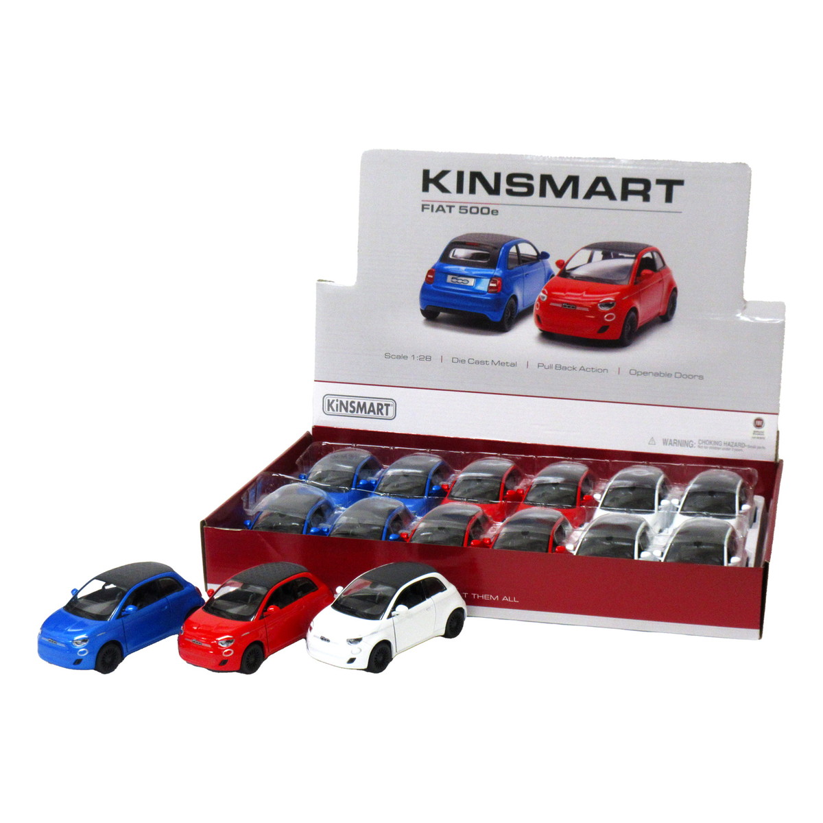 KiNSMART キンスマート プルバックミニカー 1/28 フィアット 500e 3色アソート 12個入りBOX 201-715