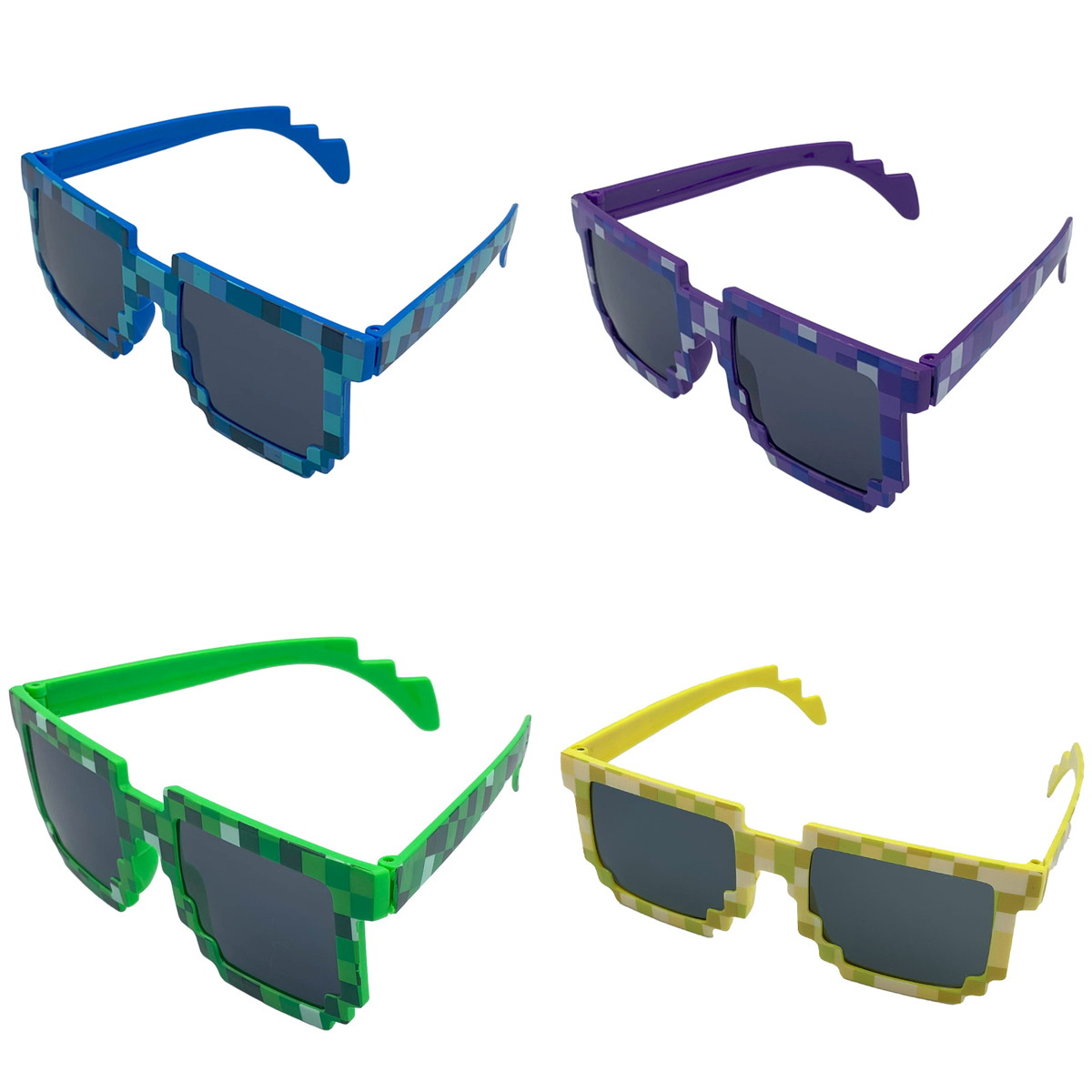 楽天市場】ブロックメガネ カラー 4色セット ピクセル風サングラス 8