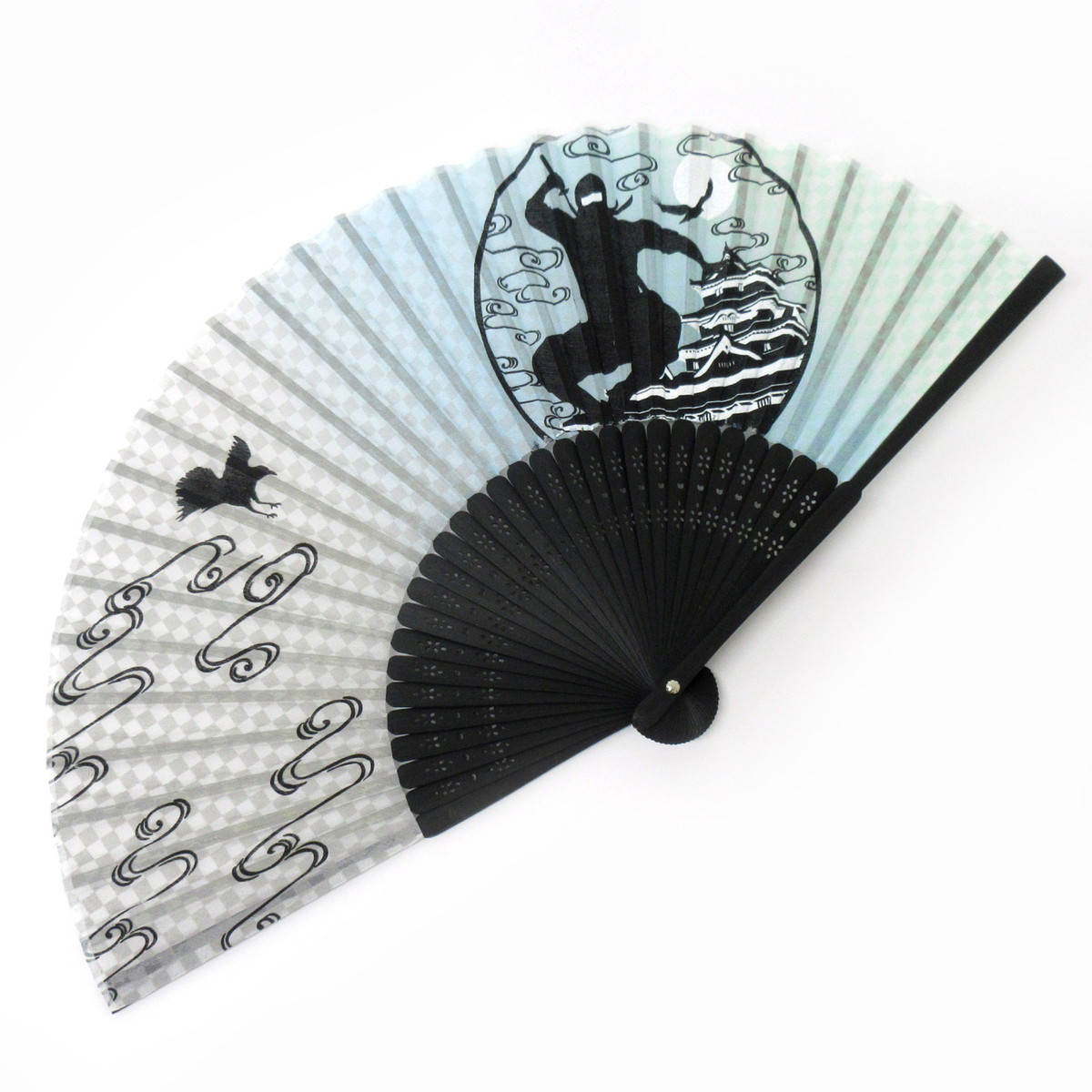 〖希少品〗 AIR 扇子 楽天市場】シルク扇子 坂本龍馬 龍 黒 7.5寸 高級シルク扇子