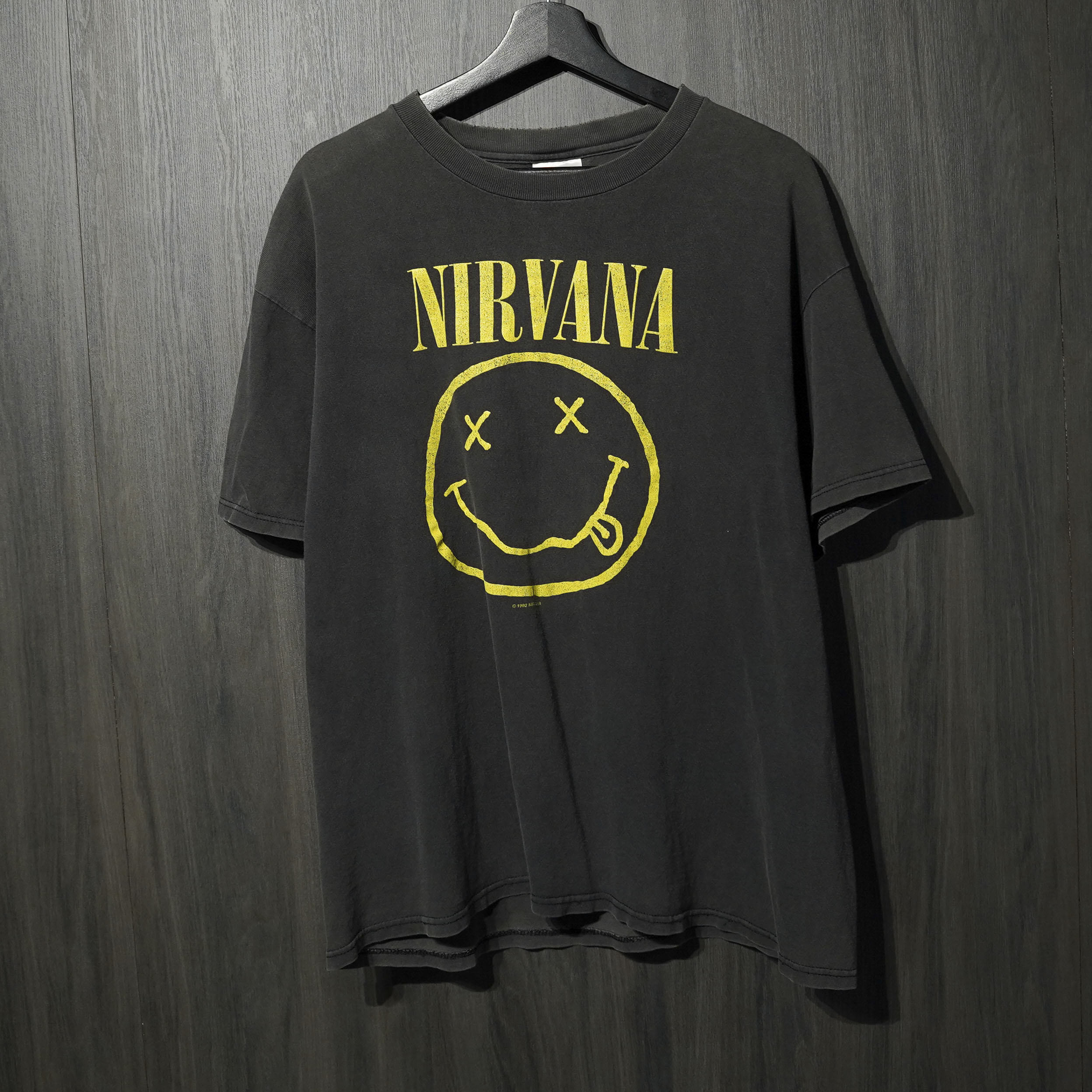 NIRVANA ニルヴァーナ 1992コピーライト ヴィンテージ Tシャツ 黒M VINTAGE ヴィンテージ NIRVANA 1992 SMILE TEE EURO ANVIL