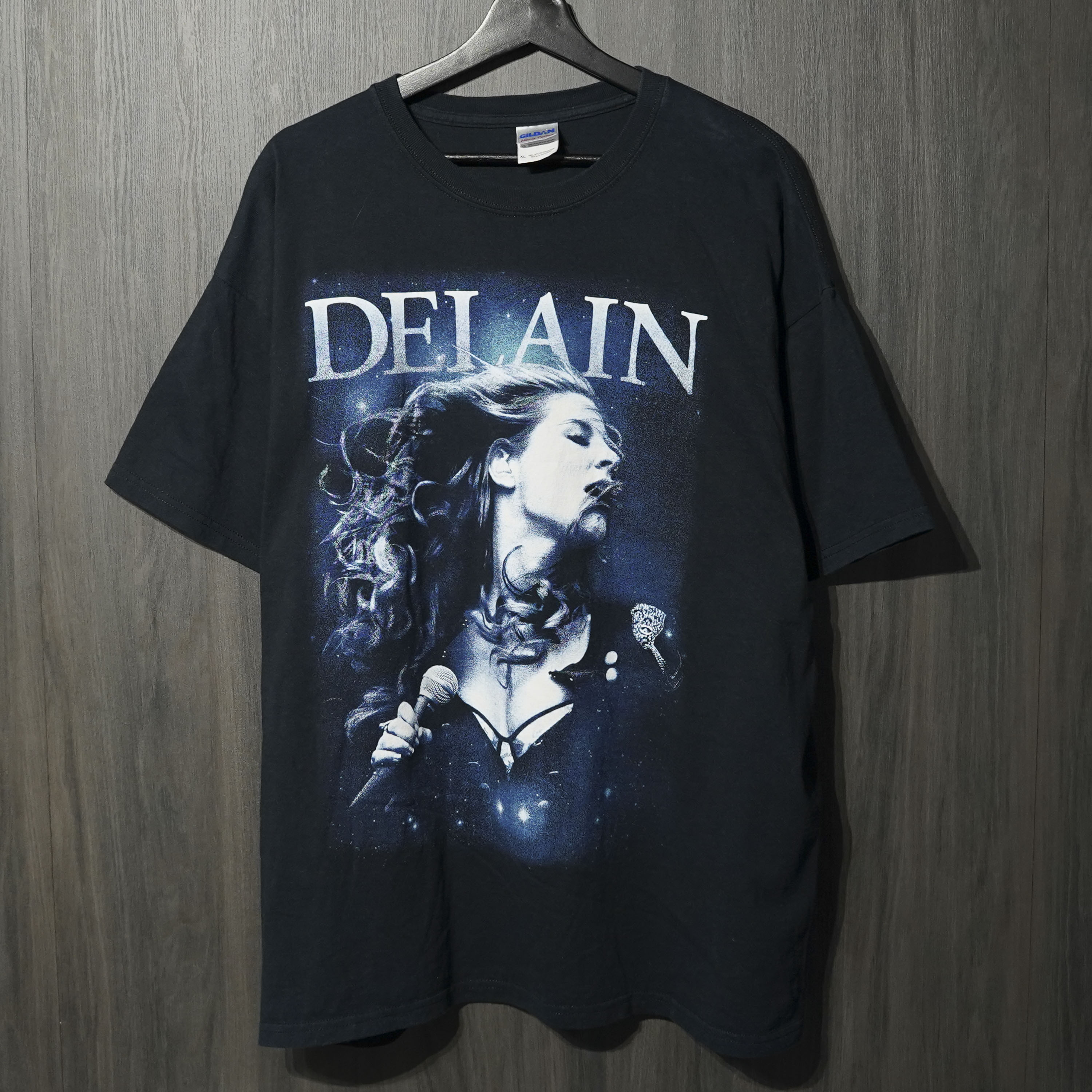 90s VINTAGE TEE Delain ”Motehr Machine lyrics” Gildan XL ディレイン 半袖Tシャツ ブラック