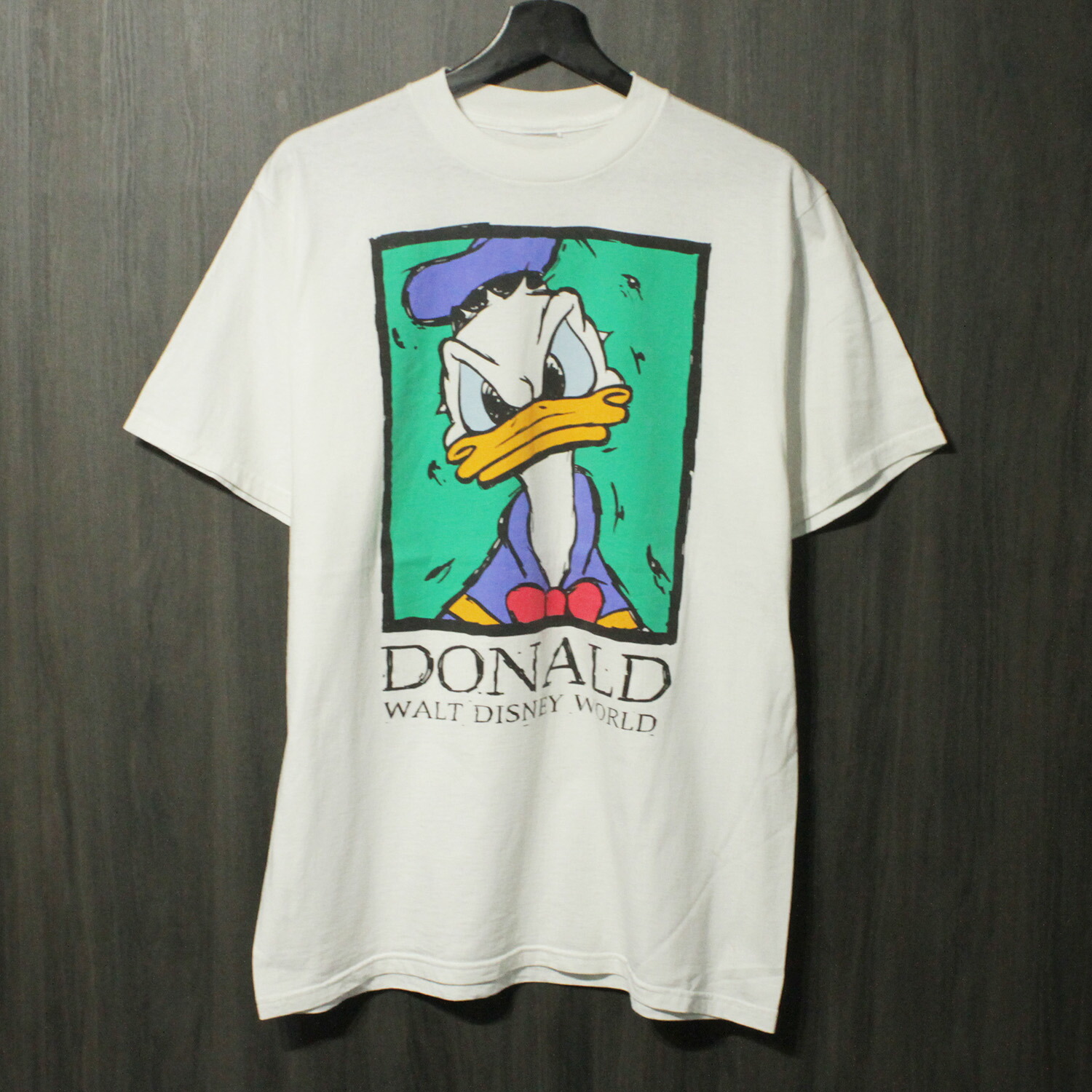 90s VINTAGE TEE Disney \" Donald Greenback \"" CutTag Fits XL ウォルトディズニー 半袖 プルオーバー 白いこと"