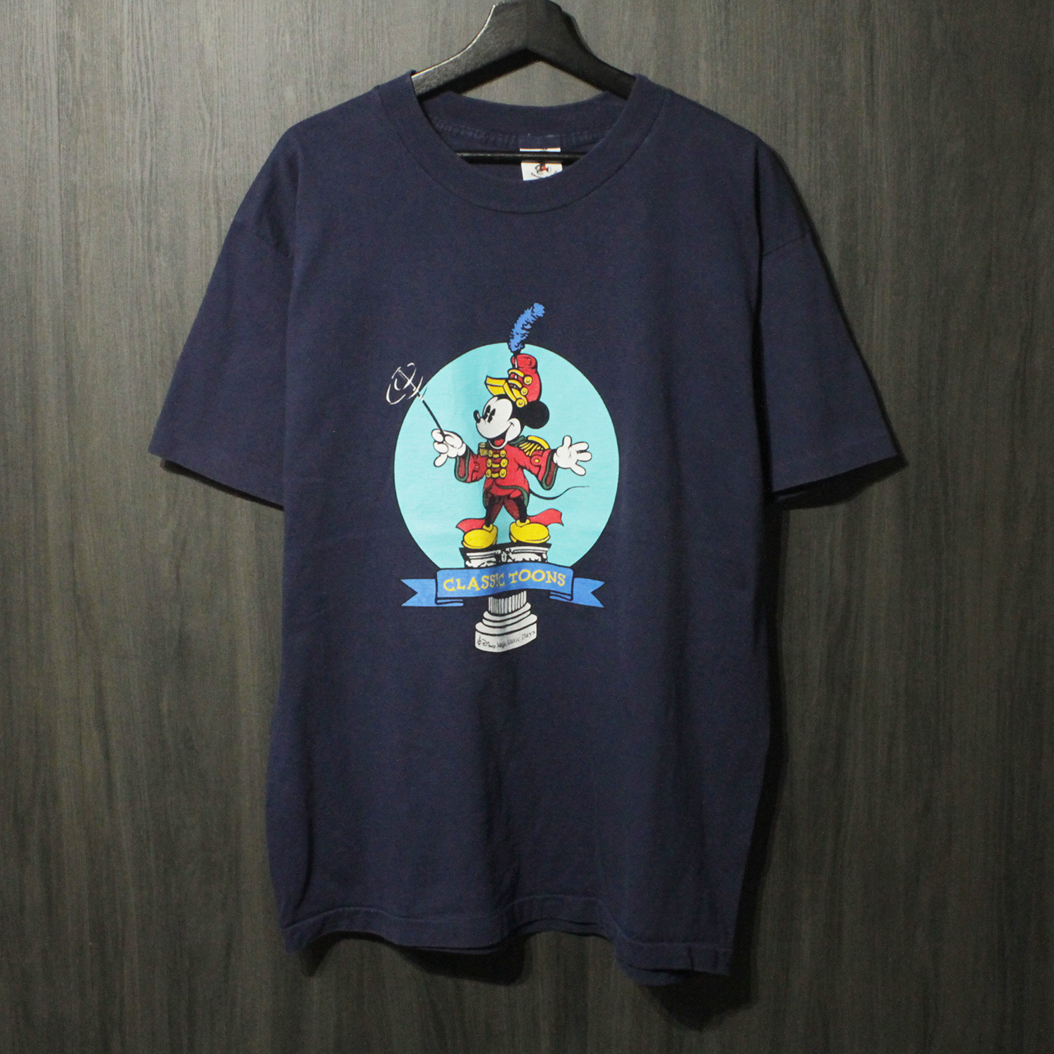 90s VINTAGE TEE Disney \" Mickey Mouse Classic Toons Navy \"" Murina XL ウォルトディズニー 半袖プルオーバー 米国海軍"