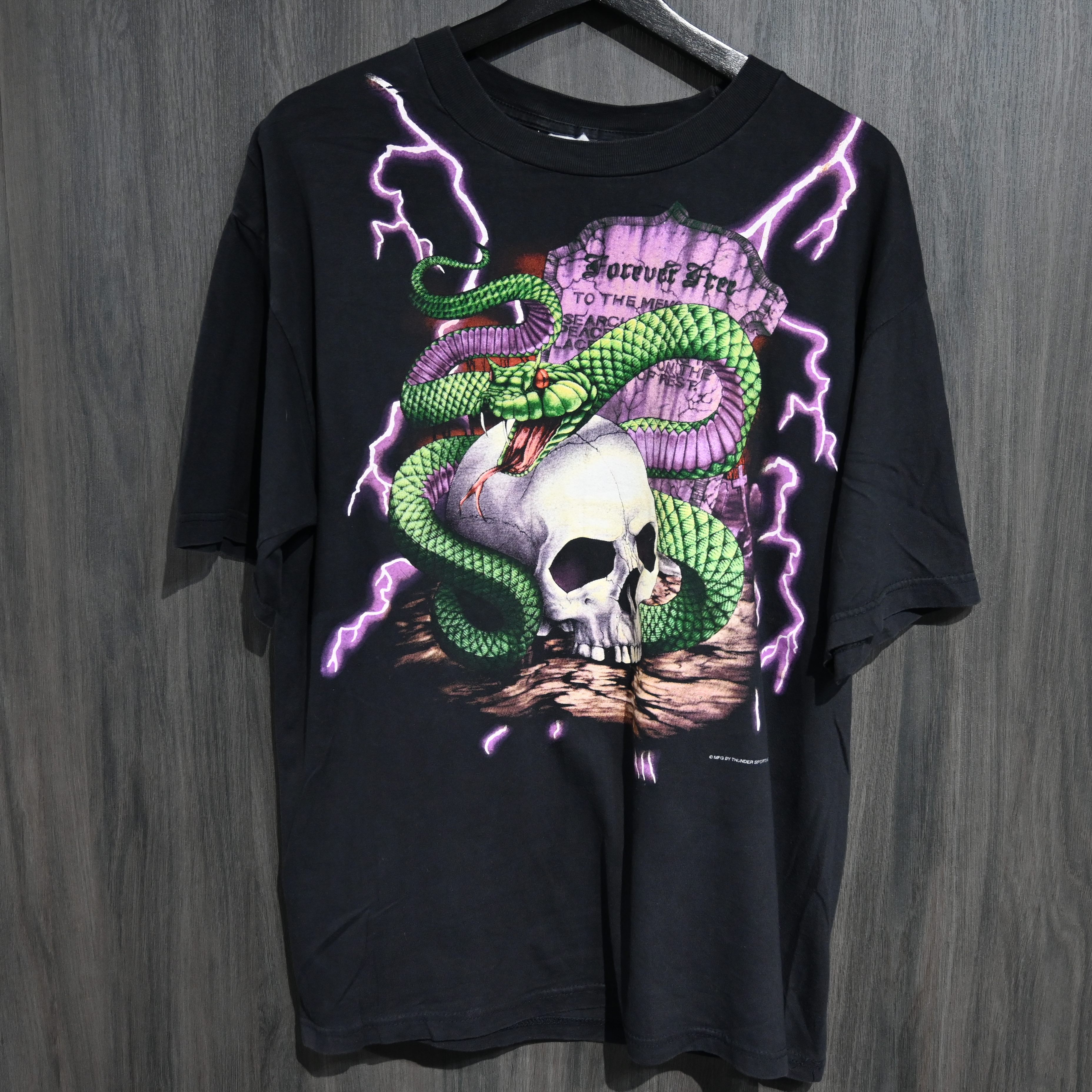 90S VINTAGE TEE USA Thunder " Snake Skull " Thunder XL サンダー 半袖Tシャツ ブラック｜Ten past Ten Jr.