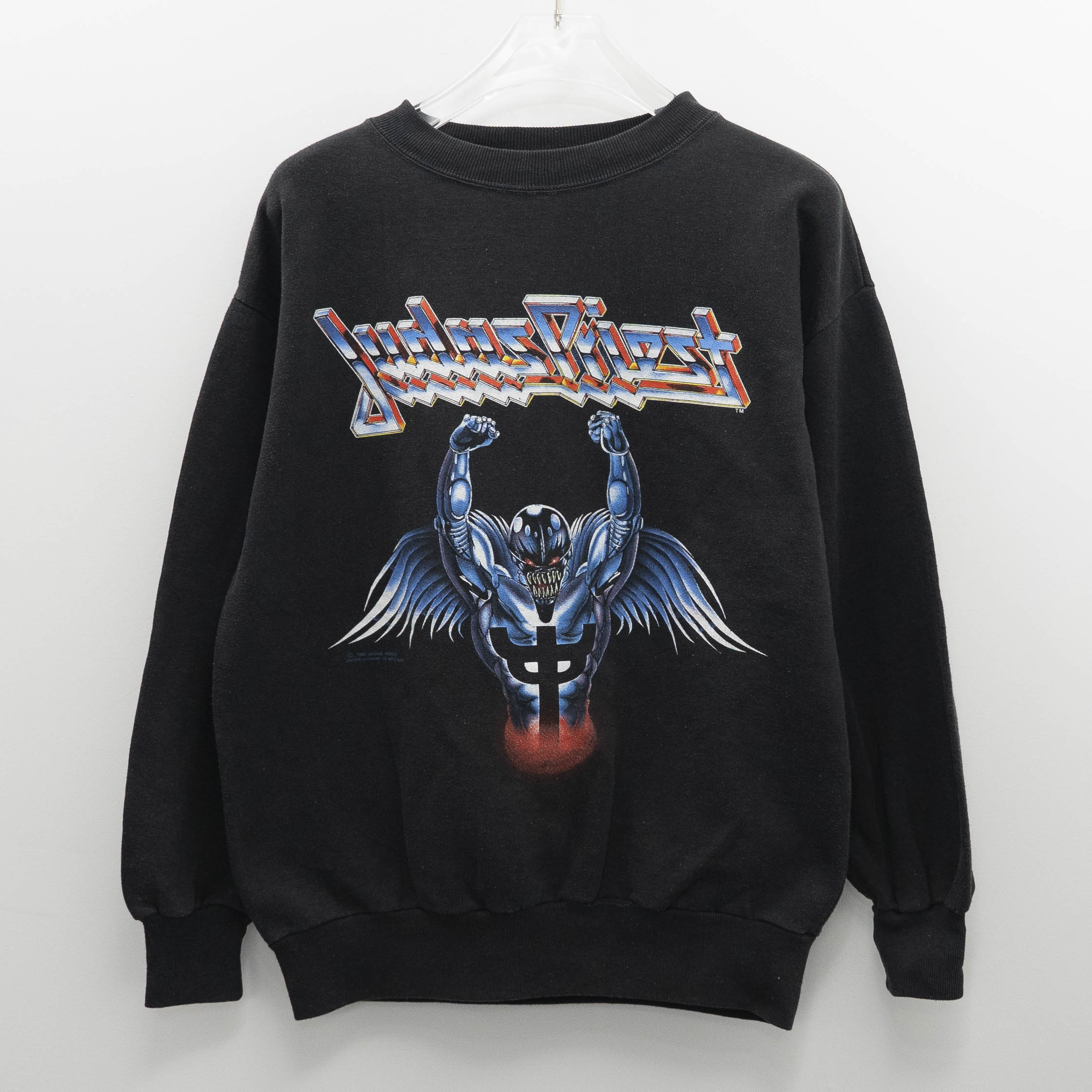 90s VINTAGE TEE Judas Priest \" Pain Killer Tour 1991 Sweatshirt \"" Fade Tag Fits L-XL ジューダス・プリースト 長袖プルオーバー 黒いこと"