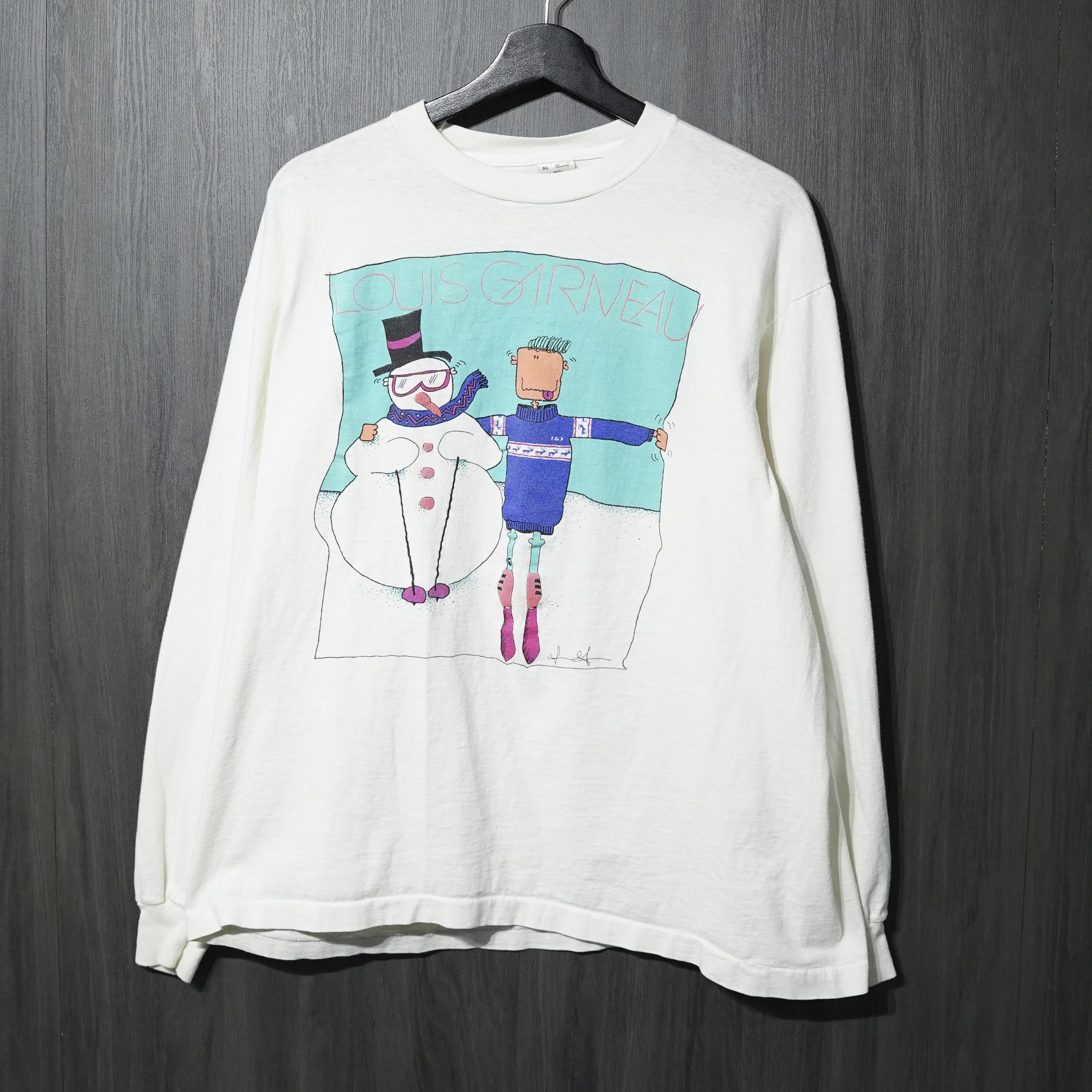 90s Vintage TEE Louis Garneau \" Cycle company” FOTL XL ルイガノ 長袖 プルオーバー 白いこと"
